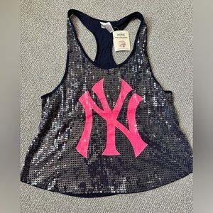 NWT Victoria’s Secret Pink Women’s MLB Yankees Sequin Racerback Tank